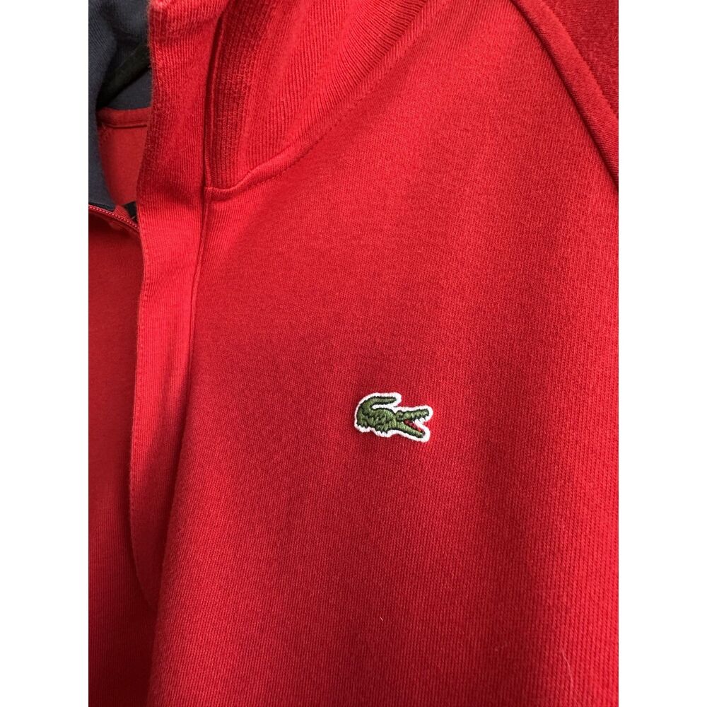 Lacoste 1/4 Zip Pullover Sweatshirt Red Men's XL (7) Made in Peru 100% Cotton